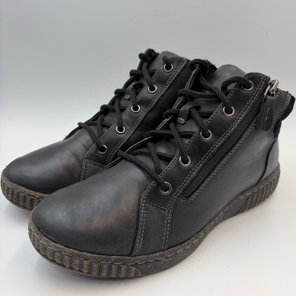Clarks Caroline Park Black Leather Booties Sneakers Casual‎ Shoes Women's 8.5 M